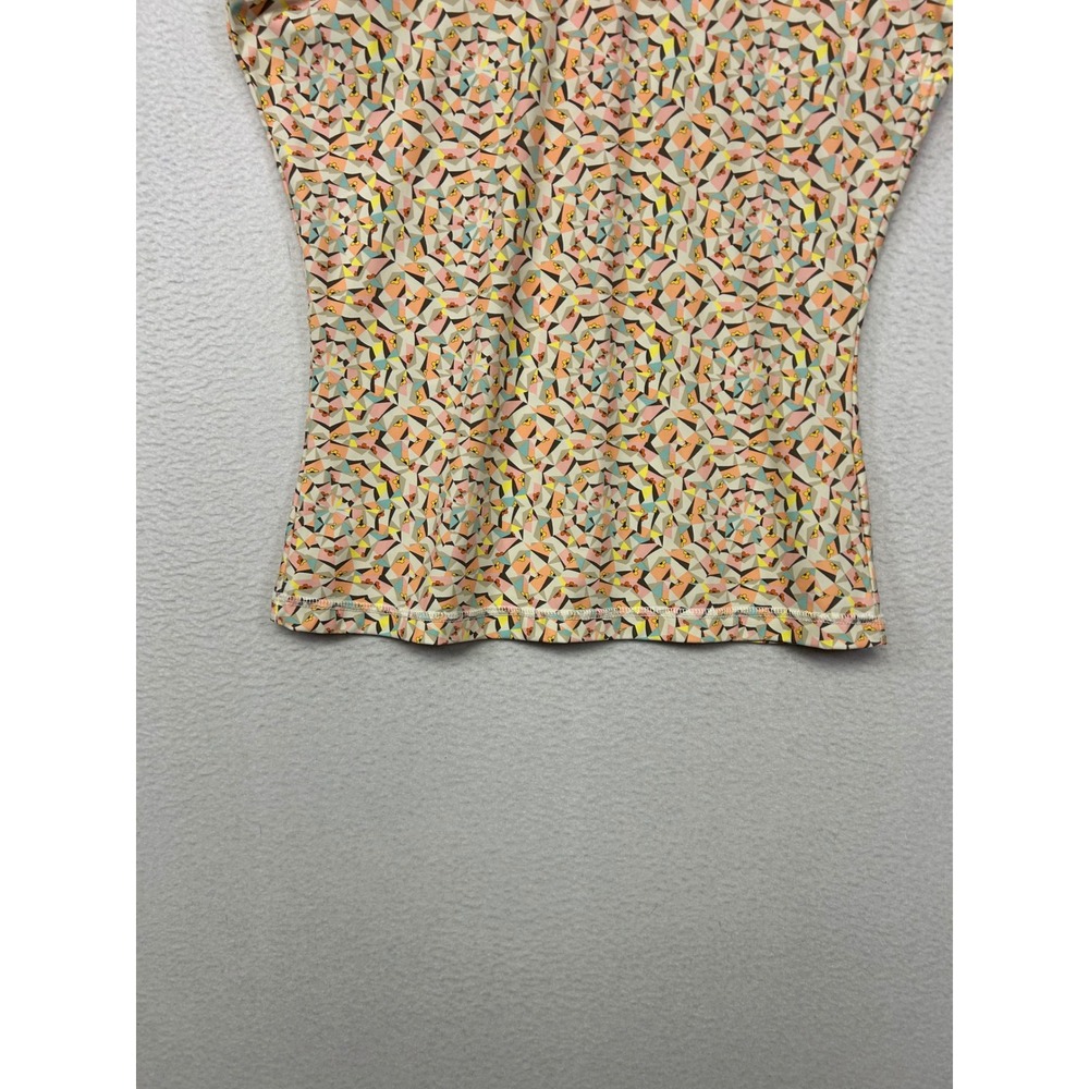 Geometric Retro J.Crew Women S Multicolor Sleeveless Mock Neck Rash Guard Top - Picture 8 of 9